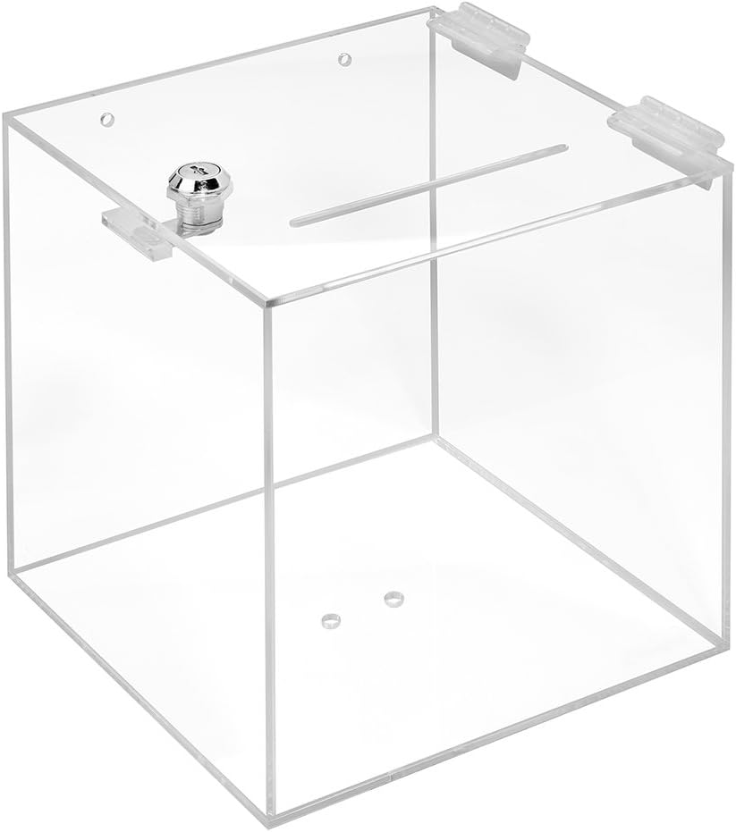 Losbox aus Acrylglas mit Schloss in 200x200x200mm - Zeigis® / Spendenbox/Aktionsbox/Gewinnspielbox/t