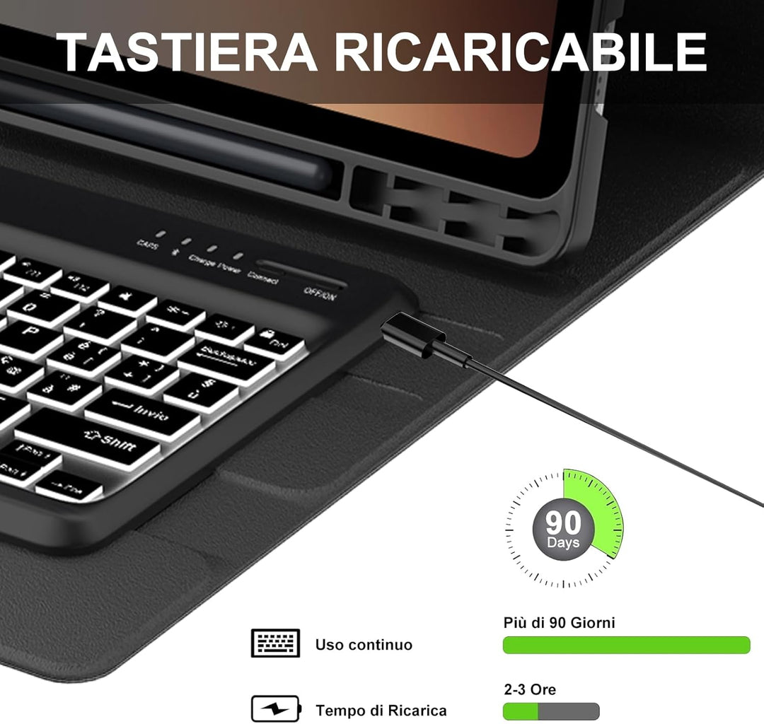 Magnetische Tastatur für Samsung Galaxy Tab S10 Ultra 14,6 Zoll 2024, QWERTY Italienische Tastatur m