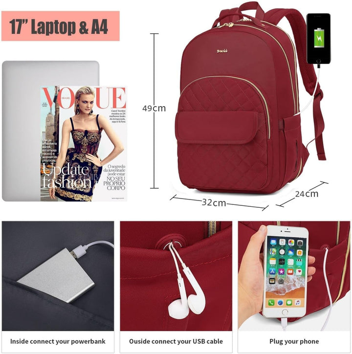 17,3 Zoll Rucksack Laptop Damen Rucksack Mädchen,Tagesrucksack Stadtrucksack Damen Cityrucksack Dame