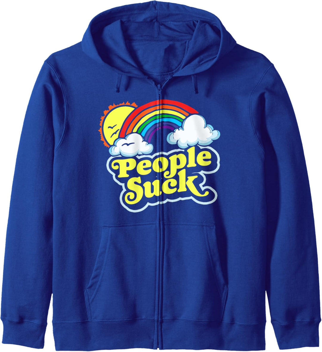 People Suck Funny 80s Clouds & Rainbow Introvert Graphic Kapuzenjacke