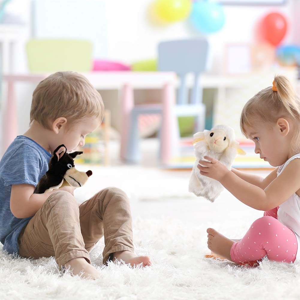 EQLEF Handpuppe, realistische Schafwolfpuppe Weiche Plüschhandpuppen zum Spielen und Erzählen von Wo