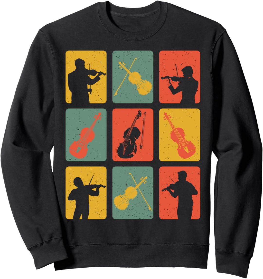 Retro Violine Geige Chello Geiger Violinist Musik Instrument Sweatshirt