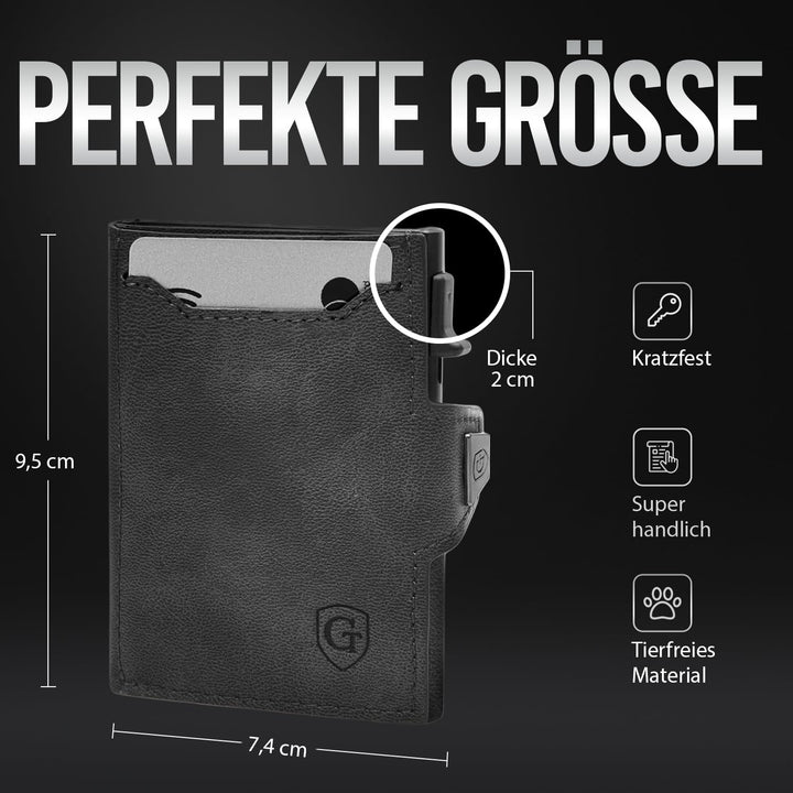 GenTo - Slim Wallet mit Münzfach - Geldbeutel Herren für 10 Karten - Geldbörse mit RFID Schutz - Sma
