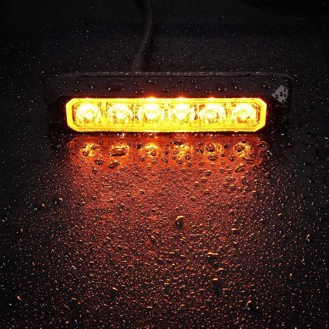 COLFULINE 4X 6 Led Frontblitzer Blitzer,12/24V Warnlicht Stroboskoplicht, 24W IP68 Blitzmodul Notfal