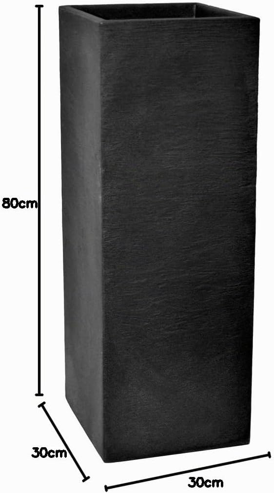 Dehner Säulentopf Palermo, Schieferoptik, ca. 80 x 30 x 30 cm, Kunststoff, anthrazit Single, Single