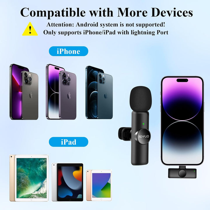Kabelloses Lavalier Mikrofon für iPhone/iPad, Plug-Play Mini Lavalier Mikrofon Wireless für Intervie