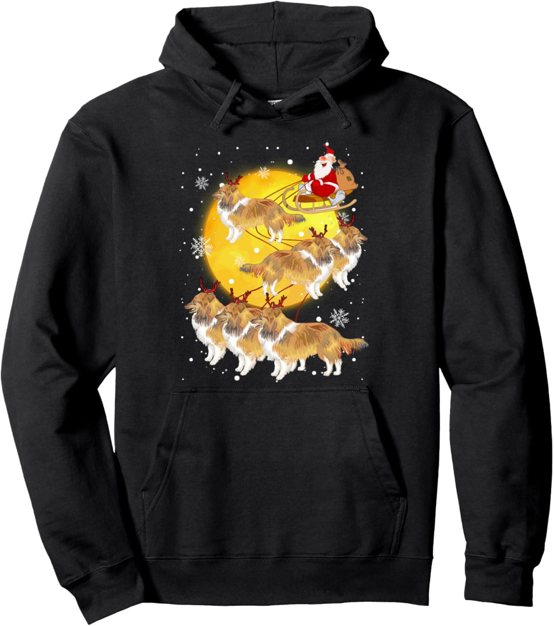 Shetland Sheepdog Reindeer Christmas Funny Santa Sheltie Pullover Hoodie