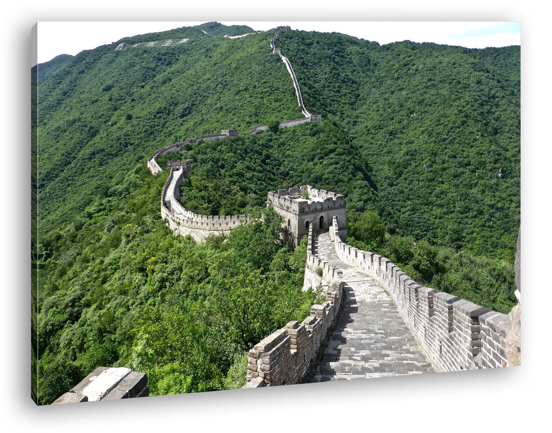 deyoli Chinesische Mauer Format: 80x60 als Leinwandbild, Motiv fertig gerahmt auf Echtholzrahmen, Ho