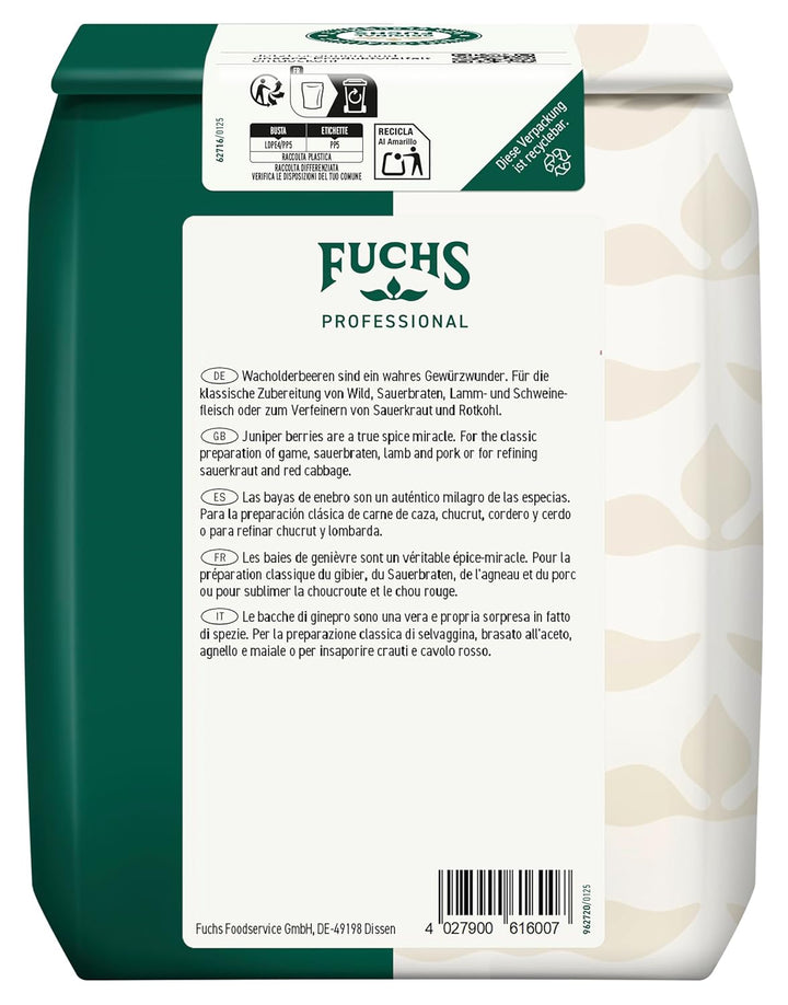 Fuchs Professional - Wacholderbeeren ganz | Zum Würzen von Wild, Sauerbraten oder Sauerkraut | Profi
