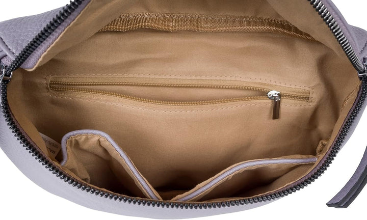 styleBREAKER Damen Halbmond Crossbody Schultertaschen Set 2-Teilig, Schultergurt mit Zick-Zack Raute