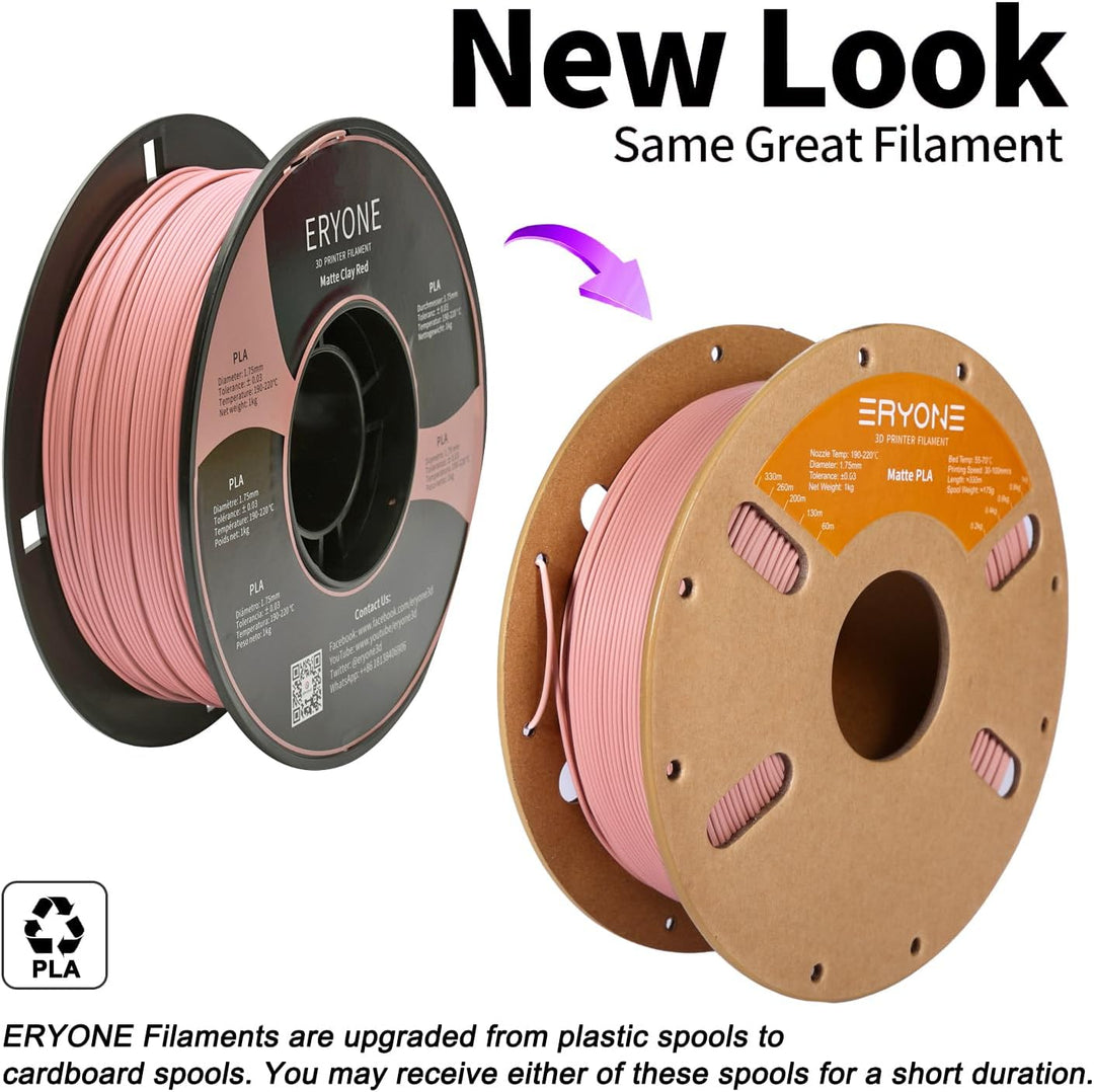 ERYONE Matte PLA 3D Drucker Filament 1.75mm, Massgenauigkeit +/- 0.03 mm, 1 kg 1 Spule, Matte Kerami