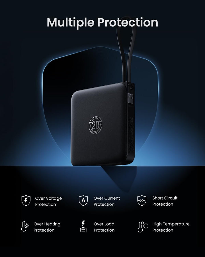 Powerbank 22,5W Power Bank mit Kabel 20000mAh USB-C Schnellladung Klein Externe Handyakkus & LED-Dis