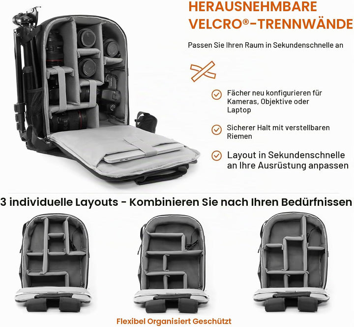 CADeN Anti-Diebstahl-Design Kamerarucksack Tasche für Sony Canon Nikon DSLR/SLR Spiegellos Wasserdic