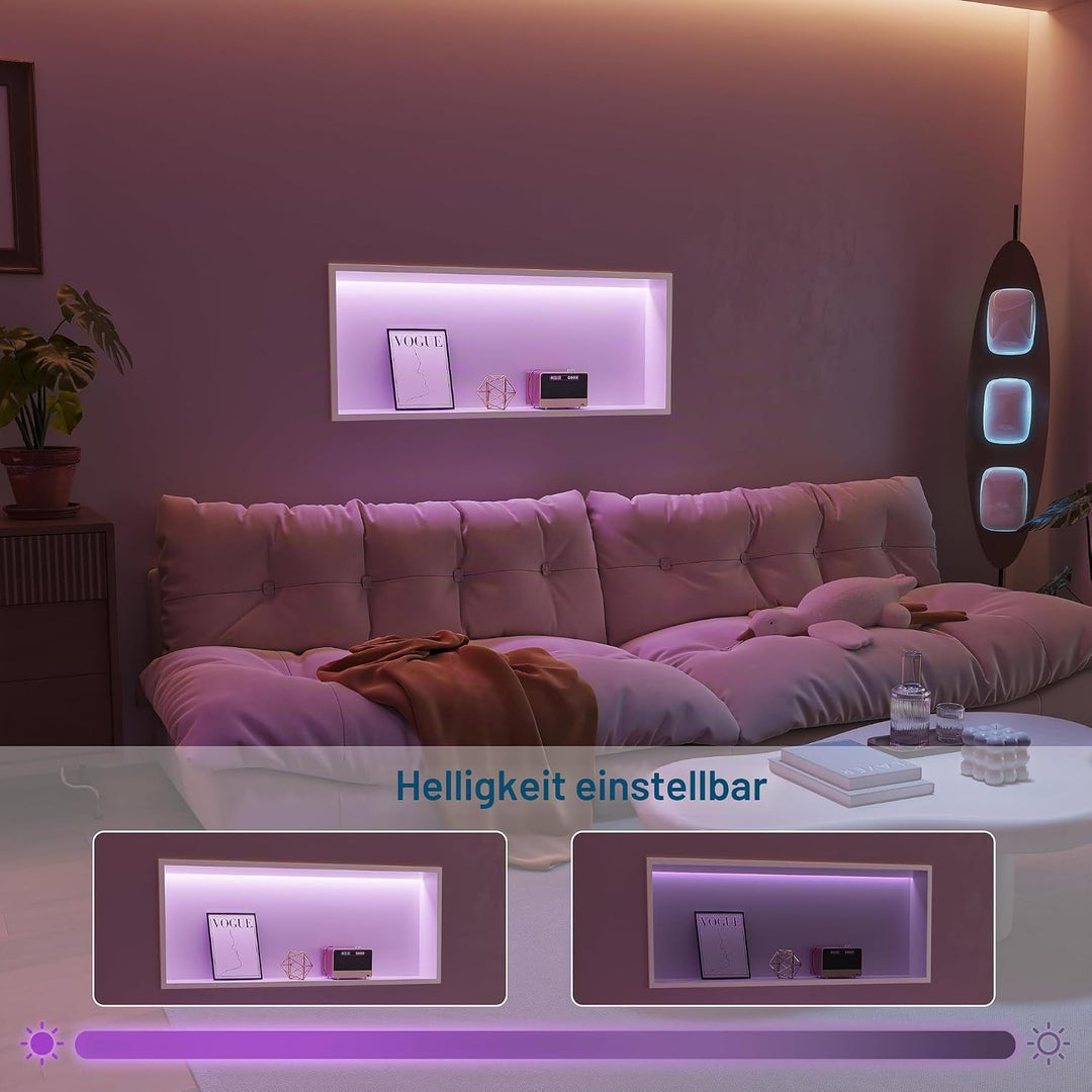Neohomee Wandnische Dusche Edelstahl mit RGB LED-Licht, Eingebettete Duschnische Weiss Einzelregal L
