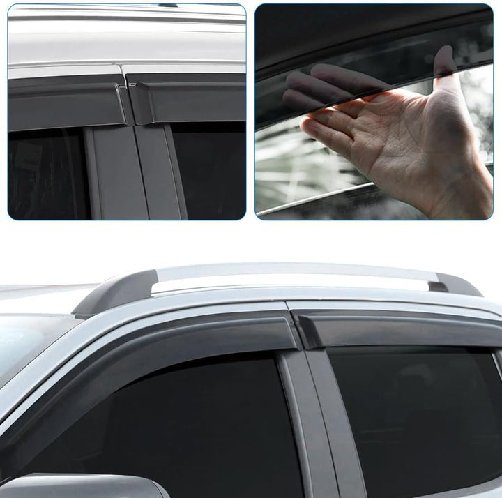 JHCHAN Windabweiser Regenabweiser für Nissan Navara NP300 D23 2015-2022 Doppelkabine Rauch Schwarz R