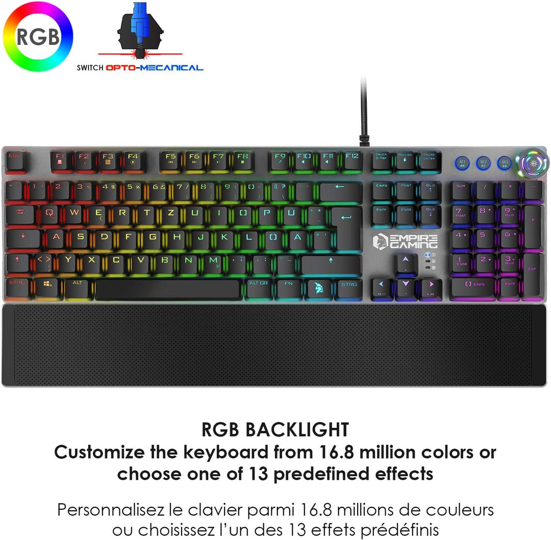 EMPIRE GAMING – STARDUST Gamer Tastatur – Opto-Mechanische Tasten – RGB LED-Hintergrundbeleuchtung –