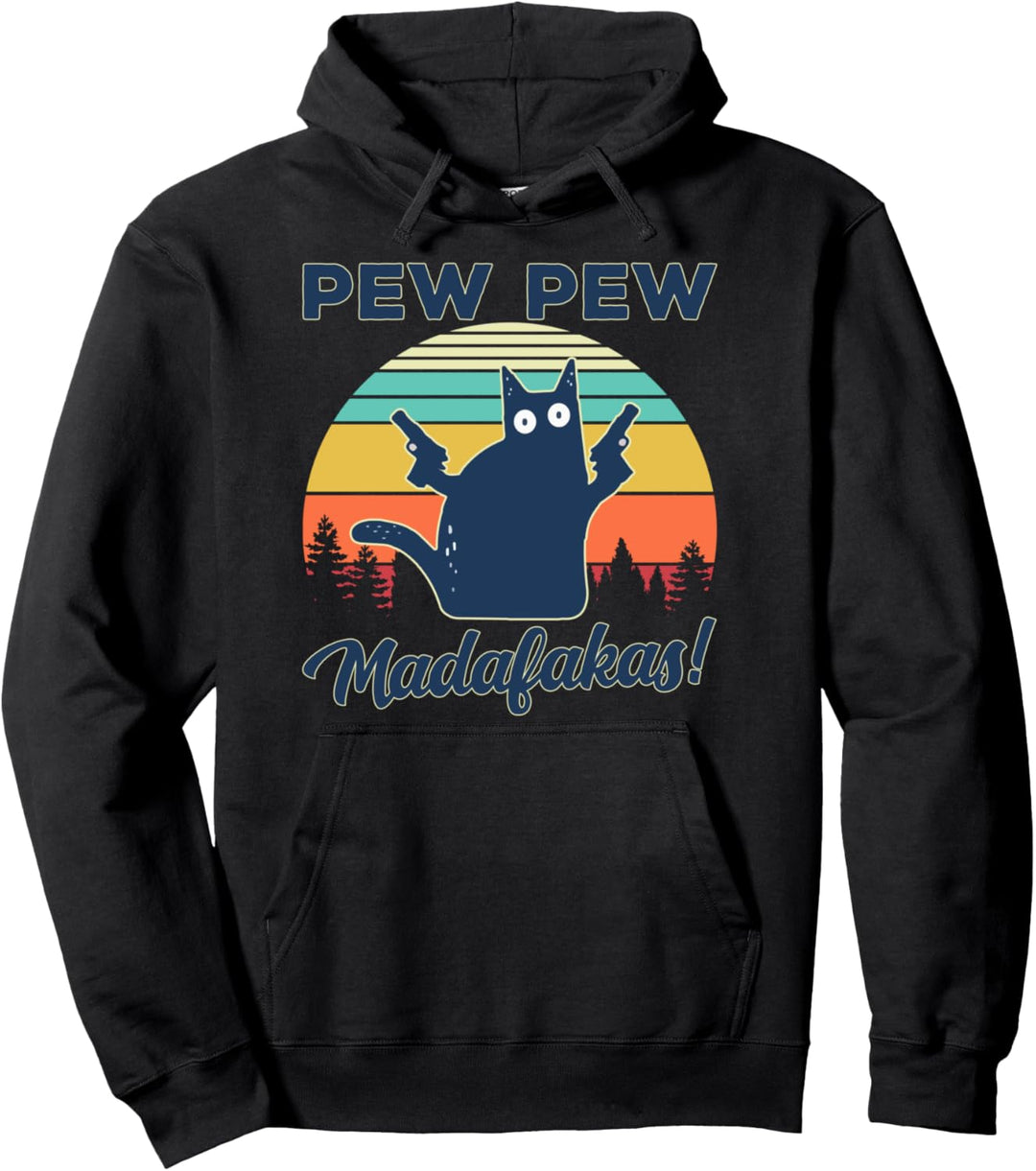 Pew Pew Madafakas Vintage verrückte Katze lustig Pullover Hoodie