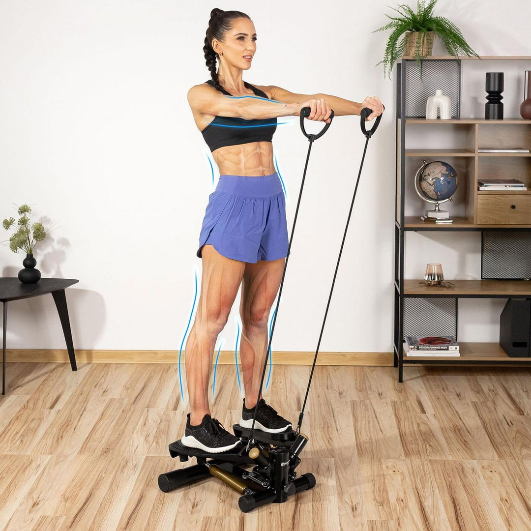 Gymtek XST500 Stepper, Drehstepper inkl. Expanderbänder - Twist Mini Stepper mit LCD, Schrittzähler