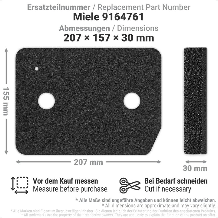Siegvoll 3x Trockner Filter für Miele 9164761 | Fein-Grob | Wärmetauscher Filter Dryer filter Schaum