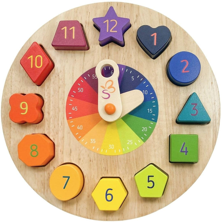 SCHMETTERLINE | Kronolino Holz-Lernuhr mit Regenbogen-Farben zum Spielerischen Lernen der Zeit ab 3