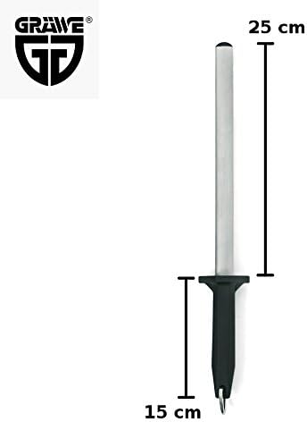 GRÄWE Diamant-Wetzstahl - Härte 70-80 HRC - Messerschärfer mit Diamantbeschichtung - oval - Zuglänge