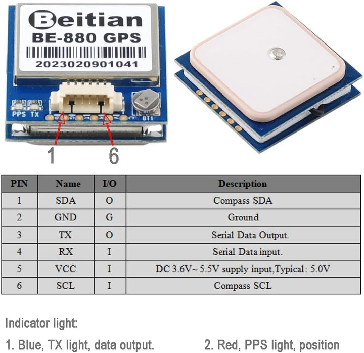 DIYmalls BE-880 GPS-Empfängermodul TTL IST8310 Kompass 10th Chip 38400bps für Arduino FPV Flugzeug C