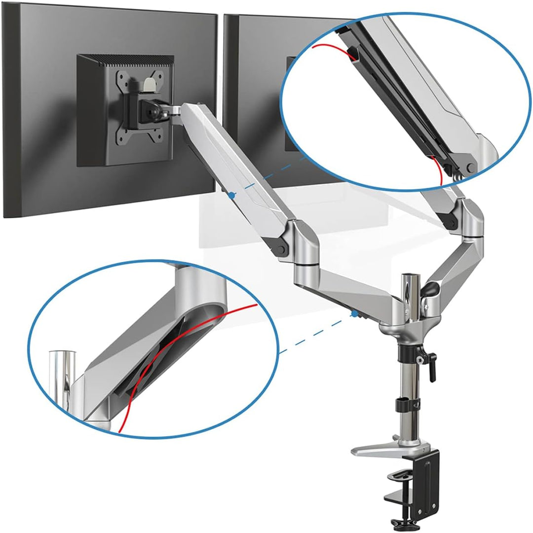DIGITUS Monitorhalterung - Klemme & Gasdruckfeder - 2 Monitore - Bis 27 Zoll - Bis 2x 8 kg - VESA 75