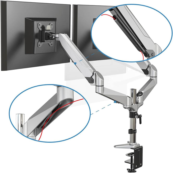 DIGITUS Monitorhalterung - Klemme & Gasdruckfeder - 2 Monitore - Bis 27 Zoll - Bis 2x 8 kg - VESA 75