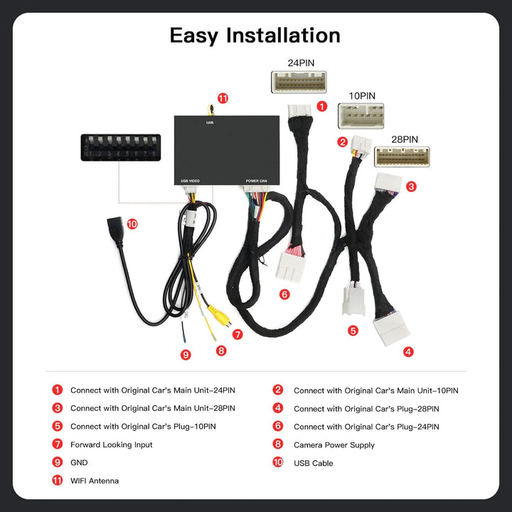 CARabc Wireless Carplay Android Auto Adapter für Toyota mit Entune2.0 2014-2019, Passend für Tundra/