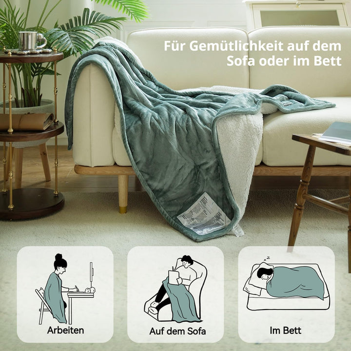 GOTCOZY Heizdecke 130x180 cm - Weicher seidiger Plüsch Wärmedecke Heizdecke 6 Heizstufen und 10 Stun