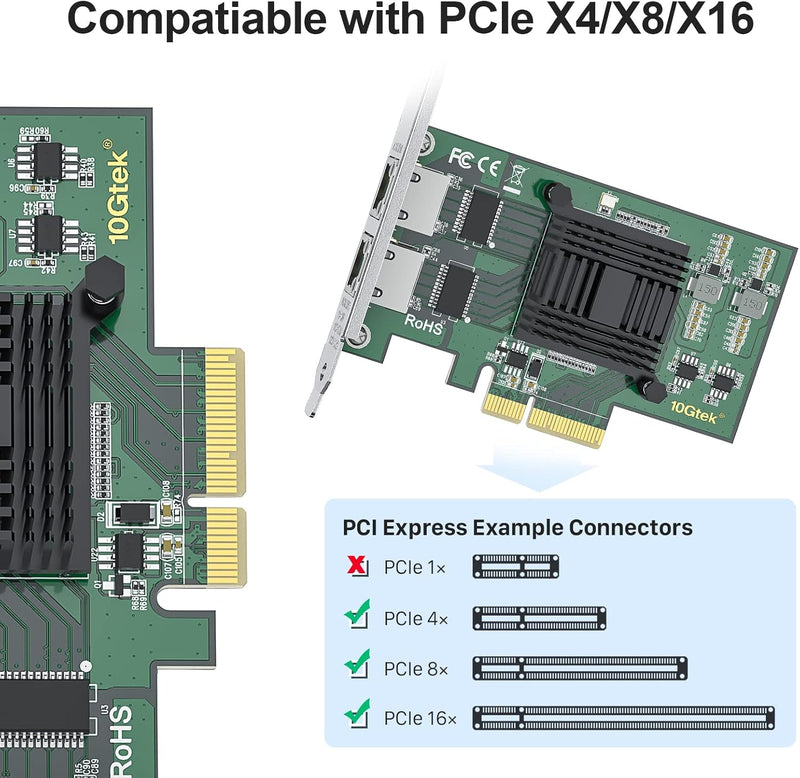 10Gtek® 1G 1000Mbps Gigabit Ethernet Converged Network Adapter (NIC) mit Intel I350AM2 Controller |