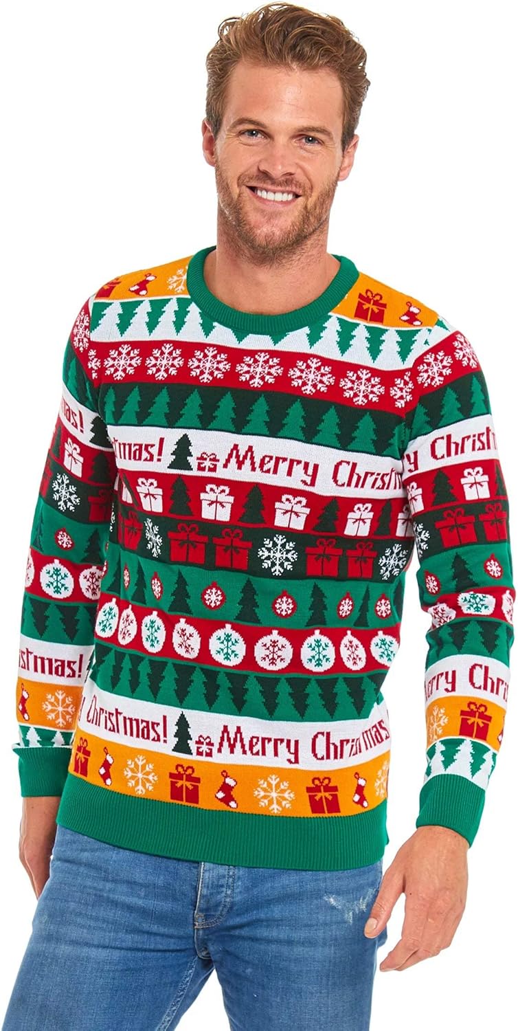 U LOOK UGLY TODAY Hässlicher Weihnachtspullover Herren Unisex Lustig Ugly Christmas Sweater Chunky G