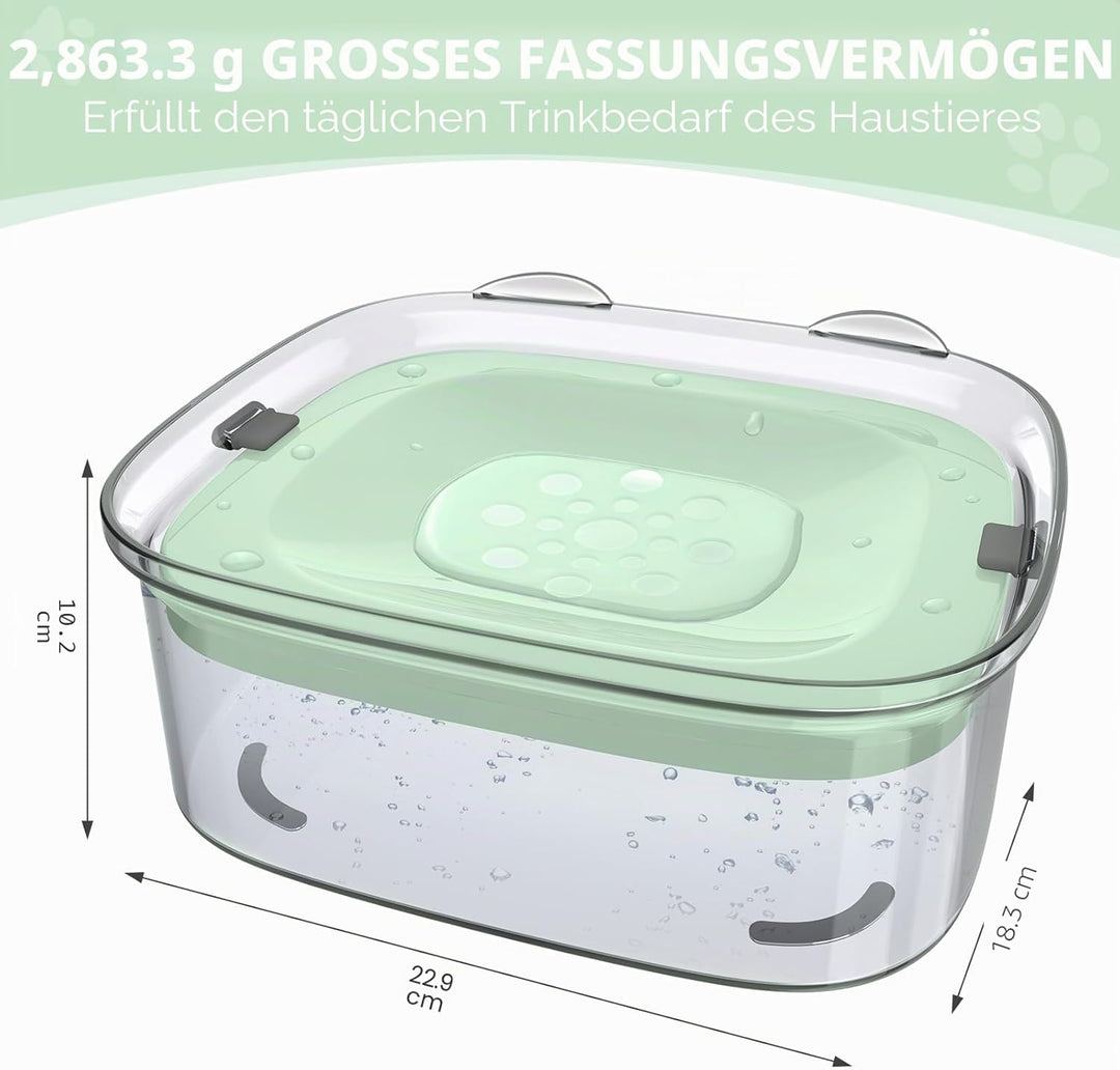 Hunde Wassernapf ohne Verschütten, Knapp 2.5L grosser Auslaufsicherer Hundenapf, Anti-Spritz Wassers