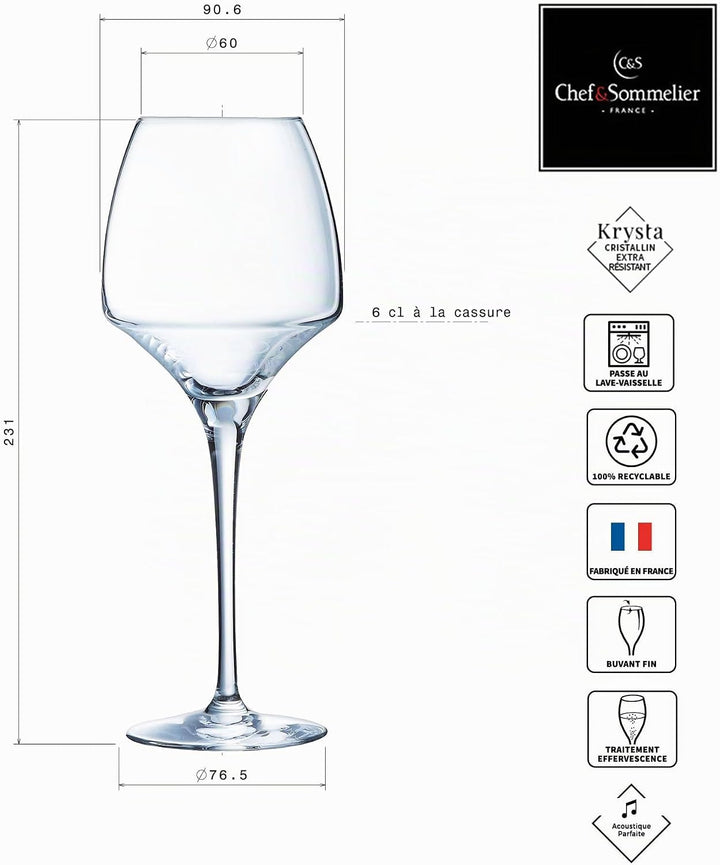 Chef & Sommelier Kollektion Open Up – 6 Weingläser 40 cl aus Kristallin Universal modern und elegant