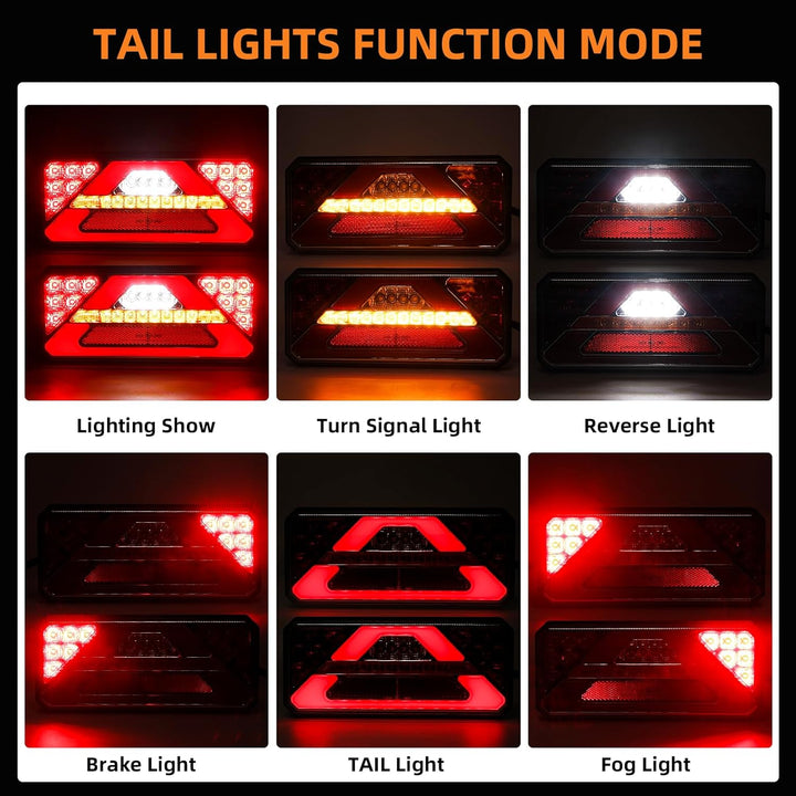 2 Stück LED Anhänger Rücklicht, 12V 24V Rückleuchten, IP67 Wasserdicht mit Fahr, Brems, Lenk, Rückfa