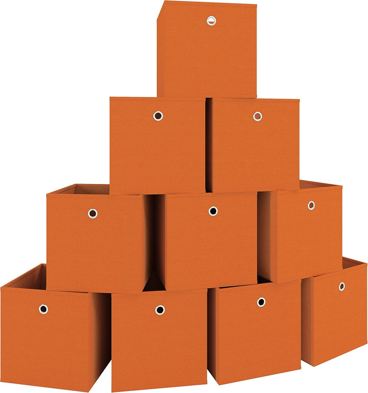 VCM 10er Set Faltbox Klappbox Stoff Kiste Faltschachtel Regalbox Aufbewahrung Boxas Orange, Orange
