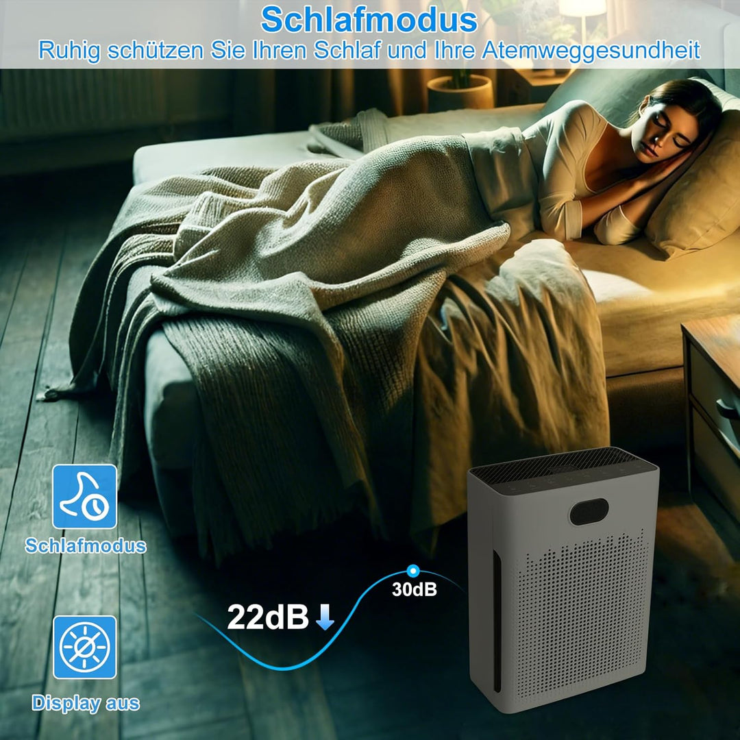 HEPA Luftreiniger,Air Purifier mit App-gesteuert&PM2.5 LED-Anzeige,Schlafmodus bis zu 22 dB,CADR 250