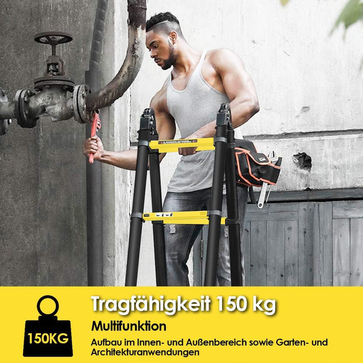 Ansobea Teleskopleiter 3.8m Aluminiumleiter Leiter Ausziehbar Teleskopleitern Schiebe Teleskopleiter
