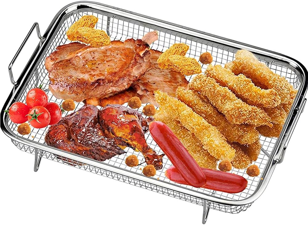 BBQ Grillkorb,Edelstahl Grillkorb Mit Griff,Backform Set Korb,Crisper Korb,Mesh Grillkorb,Kupfer Fri