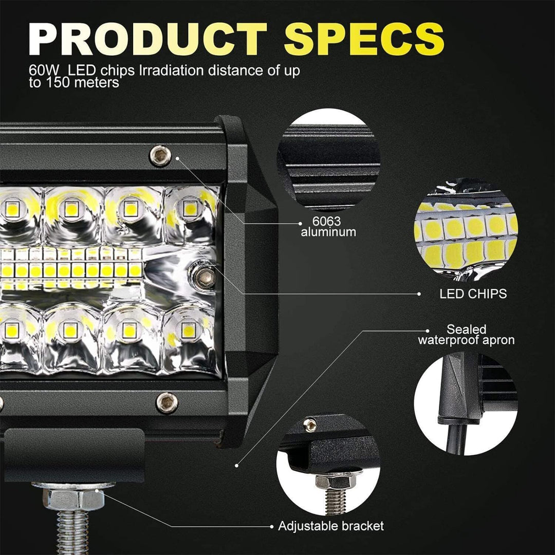 PICAA 20 Zoll 420W LED Lightbar Tri-Reihe LED Lichtbalken Arbeitsscheinwerfer 12V 24V 6000K Weiss Wa