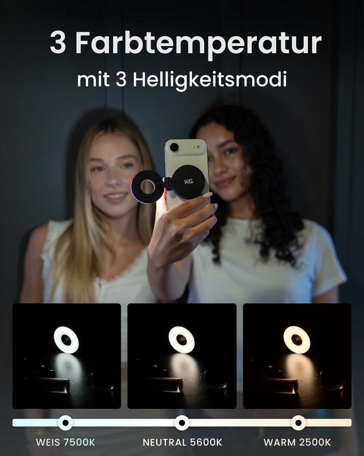 KraftGeek Magnetische Selfie Licht Kompatibel mit Magsafe, Tragbares LED Handy Licht für iPhone/Andr