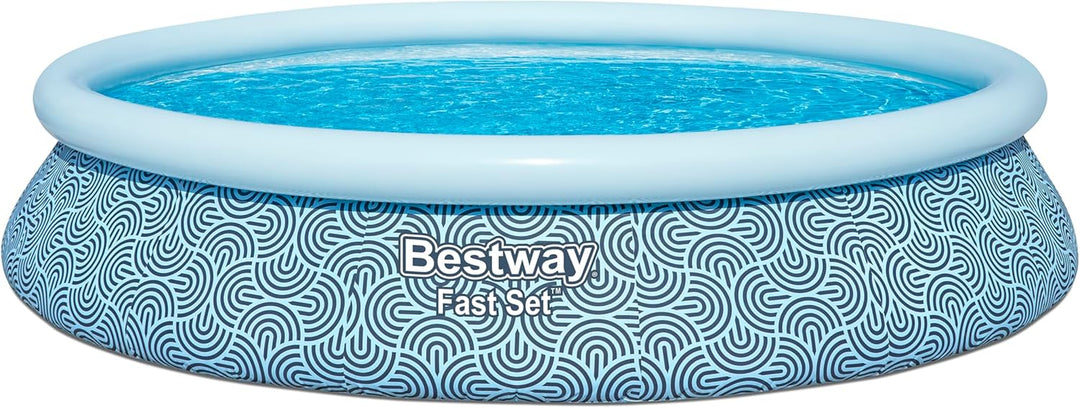 Bestway Fast Set Aufstellpool-Set mit Filterpumpe, Ø 457 x 84 cm, 9.677 Liter, TriTech-Material, Gra