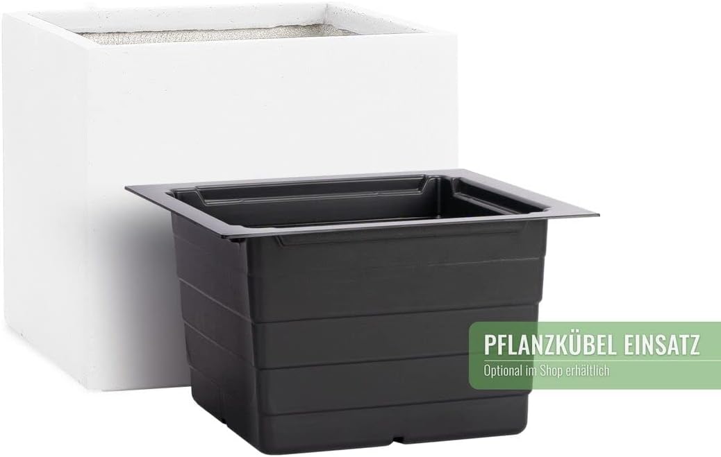 Pflanzwerk® Pflanzkübel Fiberglas Weiss Cube 38x44x44cm *Frostbeständige Blumenkübel* *Deutsche Prem