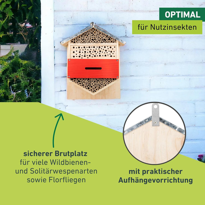Windhager Insektenhotel Hexagon - Nistkasten, Bienenhotel, Bienenhaus - Insektenhaus aus Holz für Bi
