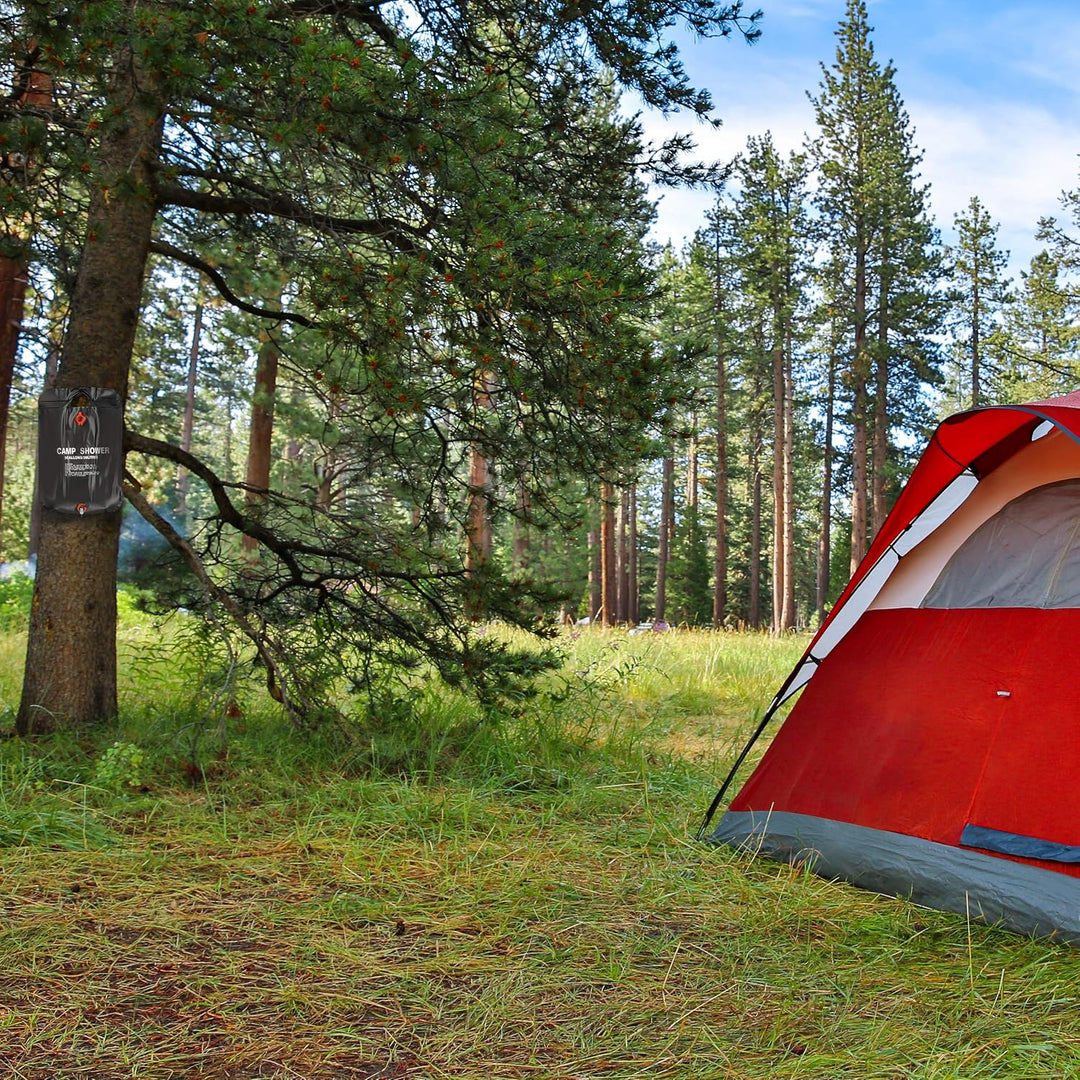 Relaxdays Campingdusche 20 l, Solardusche Camping, zum Aufhängen, faltbar, mit Handbrause, Mobile Au