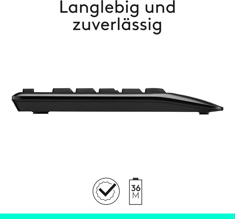 Logitech MK345 Kabelloses Set mit Tastatur in Standardgrösse und komfortabler Maus für Rechtshänder,