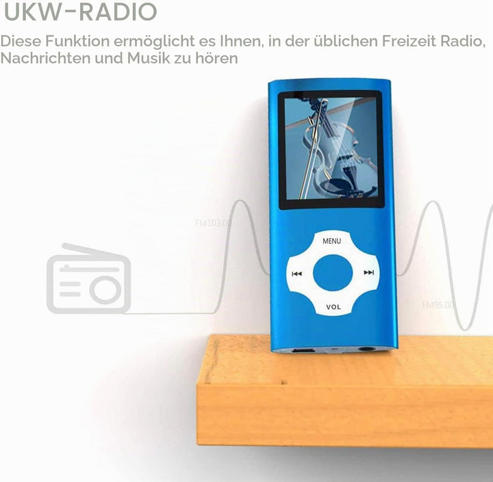 Hotechs MP3-Player/MP4-Player, MP3-Player mit 32 GB Speicherkarte, schlankes Design, digitales LCD-D