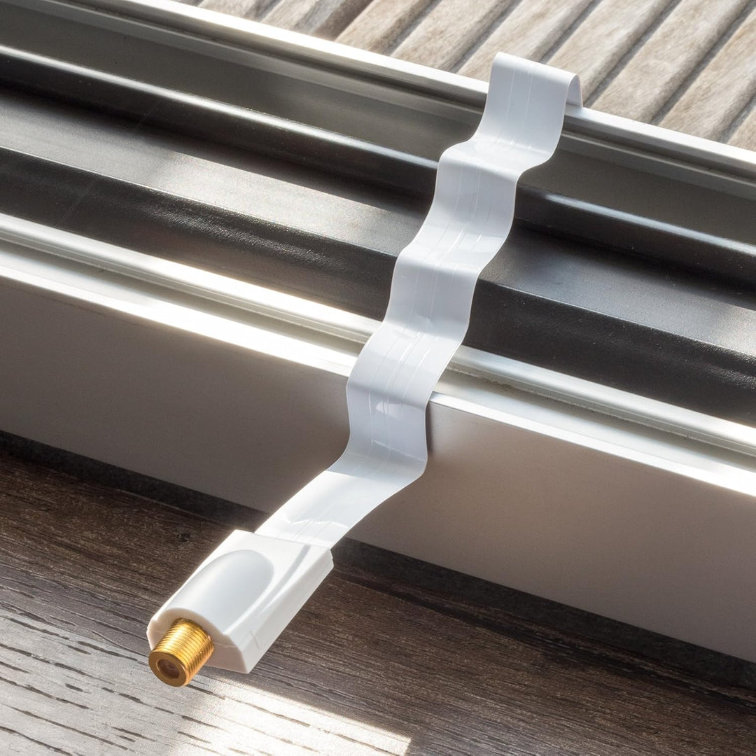 POPPSTAR 2x 28cm SAT Fensterdurchführung (0,2 mm Fensterdurchführung SAT Kabel sehr flach), 4x F-Ste