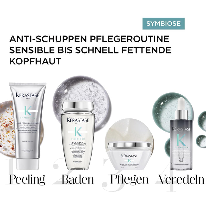 Kérastase, Symbiose, Anti-Schuppen Pflegeroutine mit Peeling, Shampoo, Haarmaske und Haarserum, Für