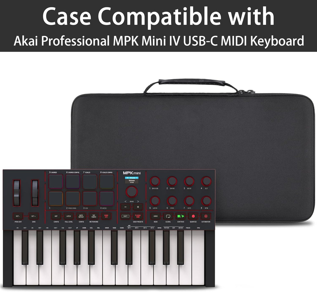 co2CREA Case Hart reiseschutzhülle Etui Tasche für Akai Professional MPK Mini IV USB-C MIDI Keyboard